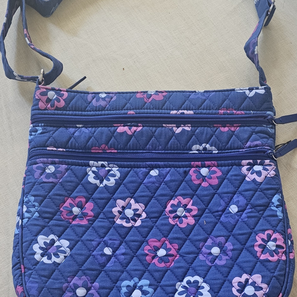 Vera Bradley Blue Quilted Crossbody Bag Ellie Flower Design